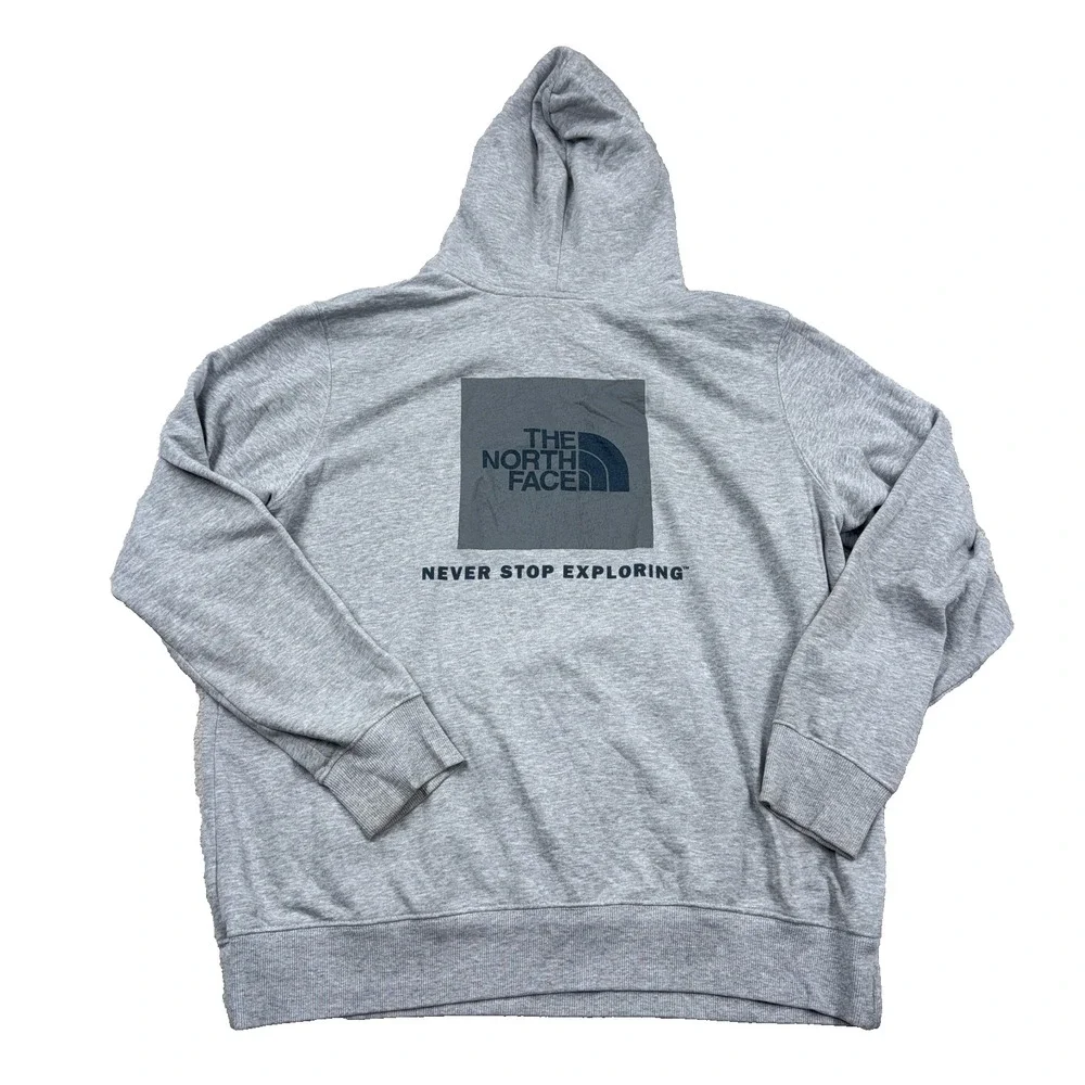 The North Face Hoodie Men XL Heather Gray Sweatshirt Spell Out Hiking Pullover *